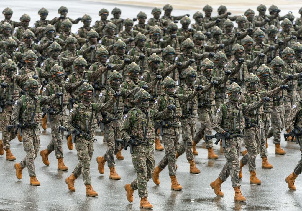 South Korean soldiers marching